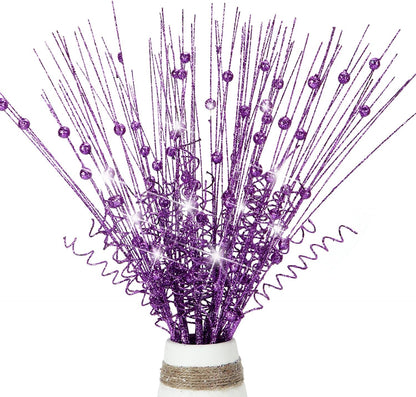Kesywale 16Pcs 17" (16, Glitter Christmas Tree Picks Curly Sprays Sparkle Artificial Berry Stems Twigs Ting Branches