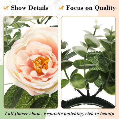 Yunlly 16 Set Rose Candle Rings Wreaths 3 Inch Center with Flameless LED Candles Artificial Rose Light Garland Fake Electric Votive Tealights Bulk Funeral Wedding Table Centerpieces Decor(Champagne)