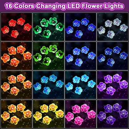 16 13 40 Day(1 Mudder Colors Cherry Blossom Decor Flower String Lights, Fairy Pink Light String with Timer ft LEDs USB