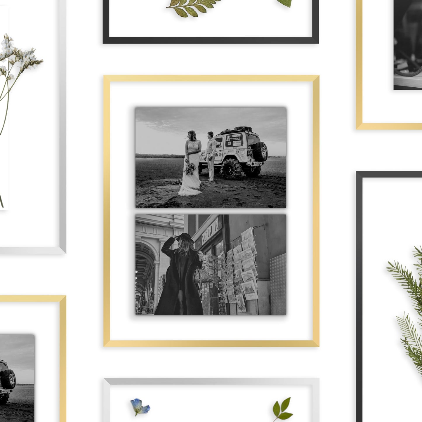 FrameWorks 8”x10” Deluxe Black Aluminum Contemporary Style Floating Picture Frame with Tempered Glass