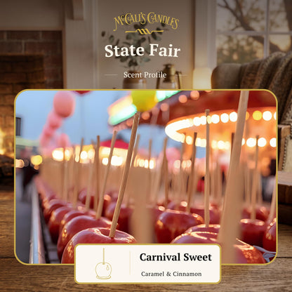 McCall’s Candles | State Fair | 16 oz Scented Candle | USA-Poured | Vintage Rustic Jar with Carrying Handle | Warm Caramel Apple Festival Fragrance