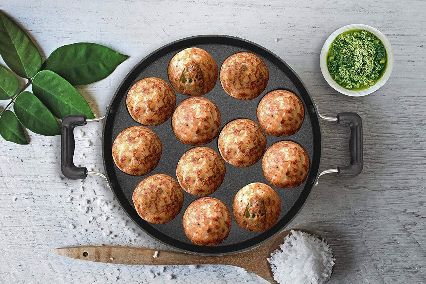 G&D Stainless Steel 12 Pit Appam Maker, Nonstick Paniyaram Pan with Lid, Appam Patra, Takoyaki Pan, Aebleskiver