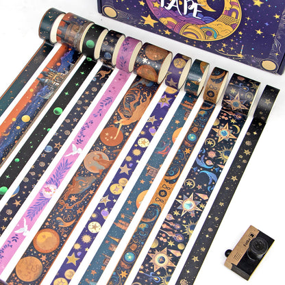 Geesinimo Washi Tape Set 29 Rolls, Magic Themed Decorative Paper Tapes for Halloween Journaling, Scrapbooking Supplies, Planners,DIY Crafts,Gift Wrapping