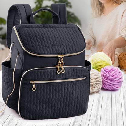 MYBAGZING Knitting Bag Backpack, Large Crochet Backpack - Crochet Bag Organizer, Yarn Storage Organizer - Yarn Holder with 10 Pockets for Crochet Accessories, Knitting & Crochet Supplies, Crochet Gift