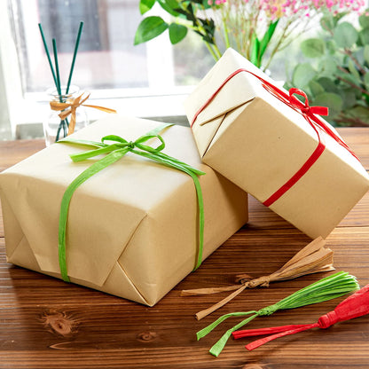 Whaline 229 Yards Raffia Paper Ribbon Christmas Kraft Craft Packing Paper Twine Festival Gift Wrapping DIY Crafts Ribbon for Decoration and Weaving, 1/4 inch Width