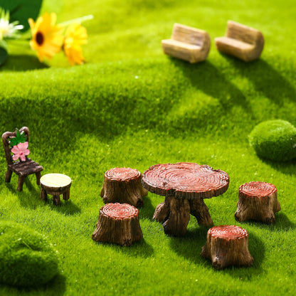 BBTO 24 Pcs Garden Furniture Fairy Mini Architecture Accessories Fairy Miniature Ornaments Artificial Grass and Moss Rocks Kit for Garden House Accessories