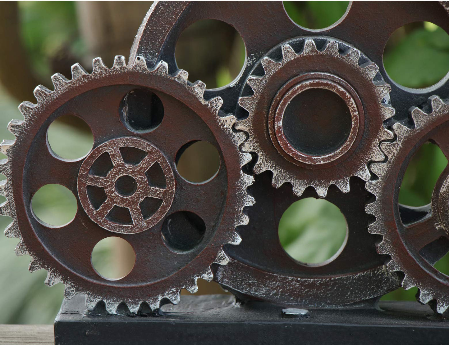 Rmdusk Industrial Steampunk Gear Train Figurine, Cog Wheel Statue, Resin Model, Home Bar Décor Ornament 7.7" H Copper