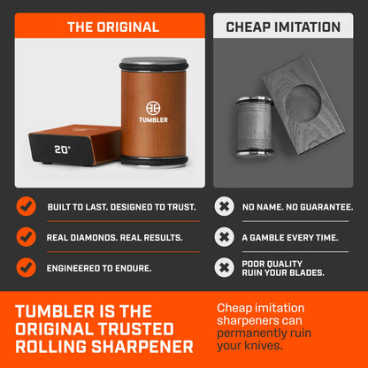 The Original Tumbler Rolling Knife Sharpener™ - Knife Sharpening Made Easy - Knife Sharpener Tool for Kitchen, Outdoor & Utility Knives - 15 & 20° Angles - Ultimate Gift for Father's Day