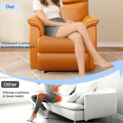 GarveeHome Recliner Chair, 360° Swivel Rocker Glider Nursery Chair with Padded Armrest and Deep Seat, PU Leather Upholstered Reclining Sofa Chair for Living Room, Bedroom and Nursery (Vibrant Orange)