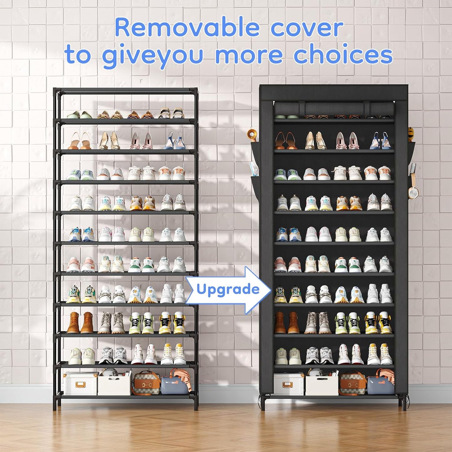 40 10 Closet, Simple Trending Tall Shoe Rack Organizer Holds Pairs, Tier Large Capacity Shoe Cabinet Storage with Cover