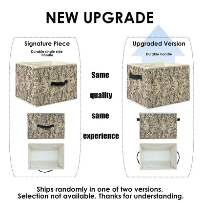 Knibeo Modern Abstract Women Faces Floral Fabric Storage Bins for Shelves Closet, Minimalist Boho Botanical Aesthetic Collapsible Cube Baskets Organizer for Clothes Books Toys