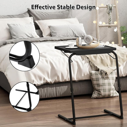 6 3 JAXPETY TV Tray, Folding TV Tray with Cup Holder, Adjustable TV Desk with Height Adjustments and Angle, Couch Table