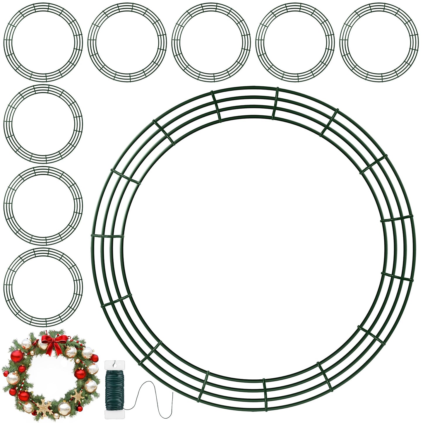 Fovths 12 Pieces Metal Christmas Wire Wreath Frame 30 Inch Green Wreath Ring with Floral Wire Form Front Door Garland Frame for Christmas Wedding Home DIY Crafts Supplies