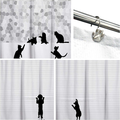 Sunlit Fashion Design Cute Paw Print Polished Shower Curtain Hooks for Dog, Cat, and Bear, Rust Proof Oil Rubbed Metal