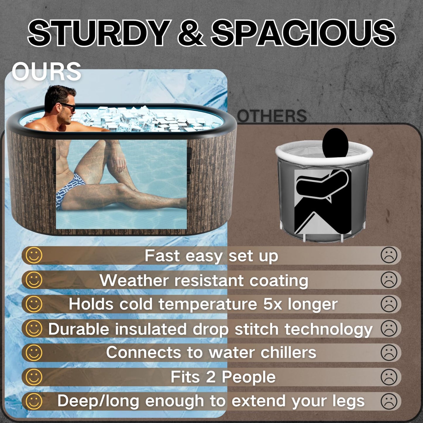 Cold Plunge Tub, Inflatable Ice Bath Tub, 216 - Gallon Large Bath Tubs for Cold Plunge, Durable, Portable & Compatible with Water Chiller for Recovery, Gyms and Cold - Water Training (Brown)