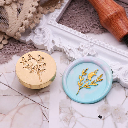SWANGSA Wax Seal Stamp Set, Vintage 4 Pieces Magic Bottle, Moon Flower Plant Sealing Wax Stamp Heads + 1 Wooden Handle Sealing Stamp Kit