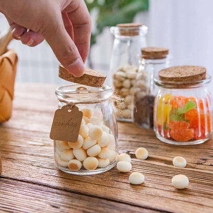 Brajttt 40 Pack, 7 oz Glass Mini Yogurt Jars Favor Jars With Cork Lids, Pudding Containers, Mason Wedding Favors Honey