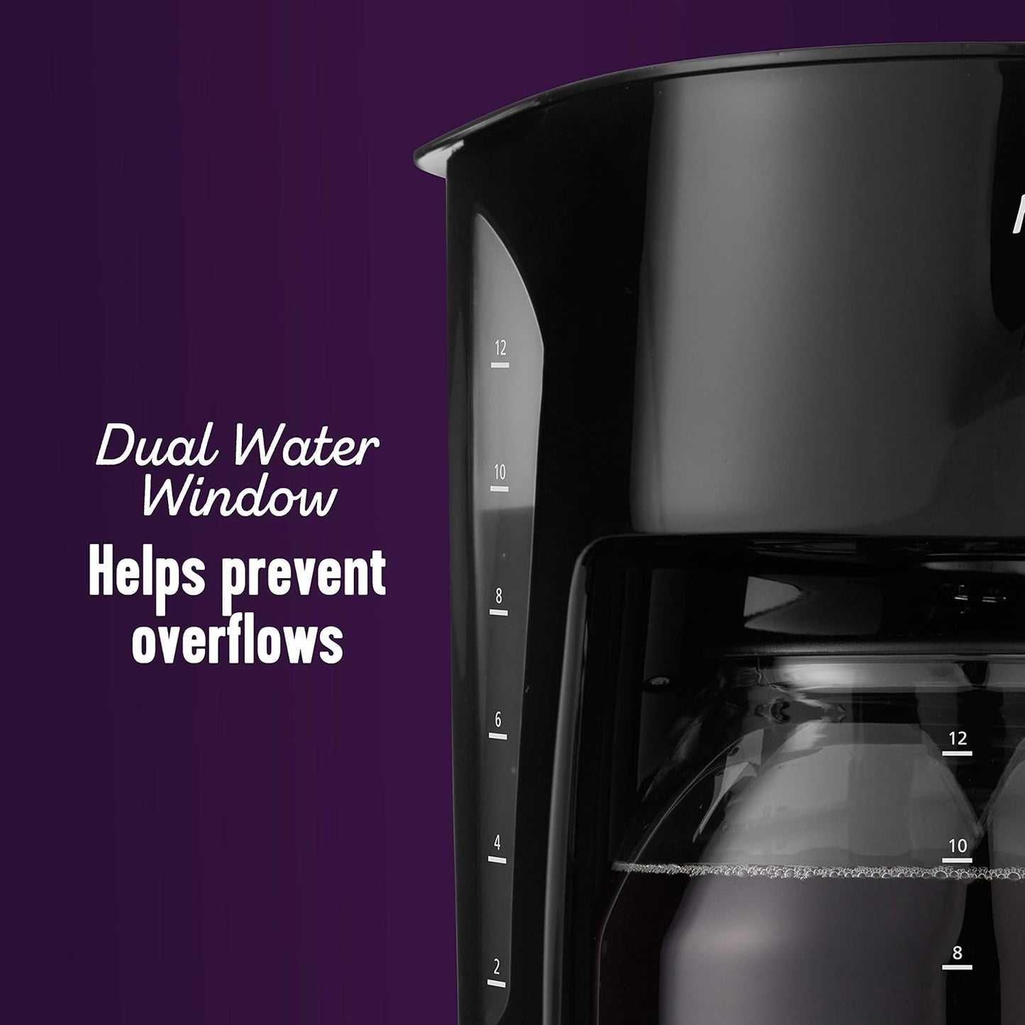 12 Mr. Coffee Black Coffee Maker, Cups, with Auto Pause and Glass Carafe, Perfect for Home and Office Use