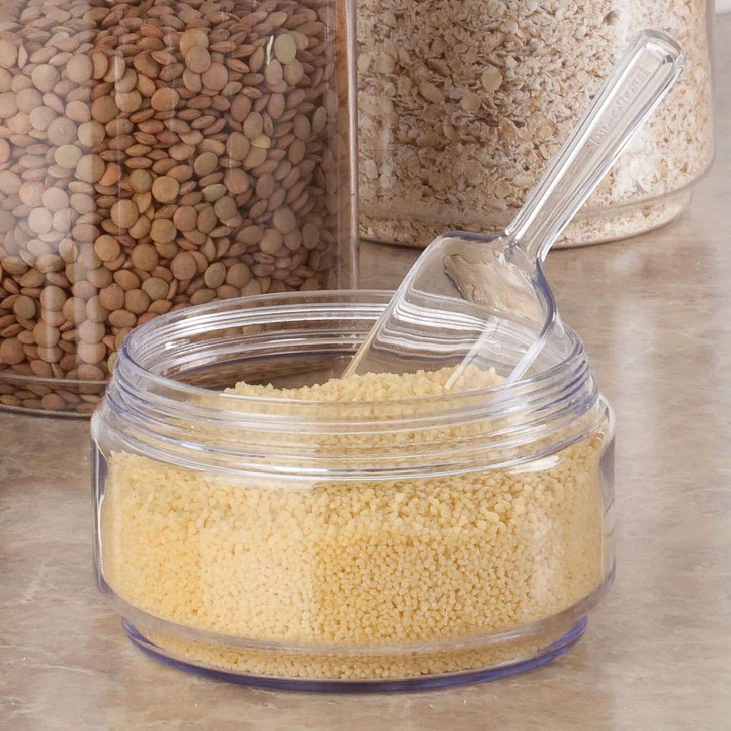 iDesign BPA-Free Plastic Multi-Purpose Measuring Scoops, 2 Tablespoon, Clear (Set of 5)