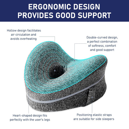 Alignment Pillows for Side Sleepers,Hip Alignment Pillow, Memory Foam Leg & Knee Pillow,Foam Support Pillow Soothing Relief for HIPS, Knees, Joints, Nerves & Muscles,Adjustable Strap (Grid Blue)