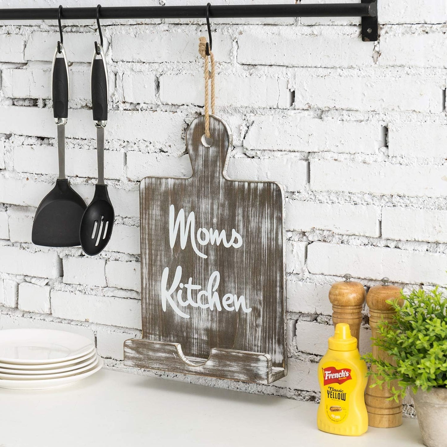 MyGift Gray Cookbook Stand: Mom's Kitchen Recipe Book Holder for Mother's Day, Birthday Present for Mom, Grandma
