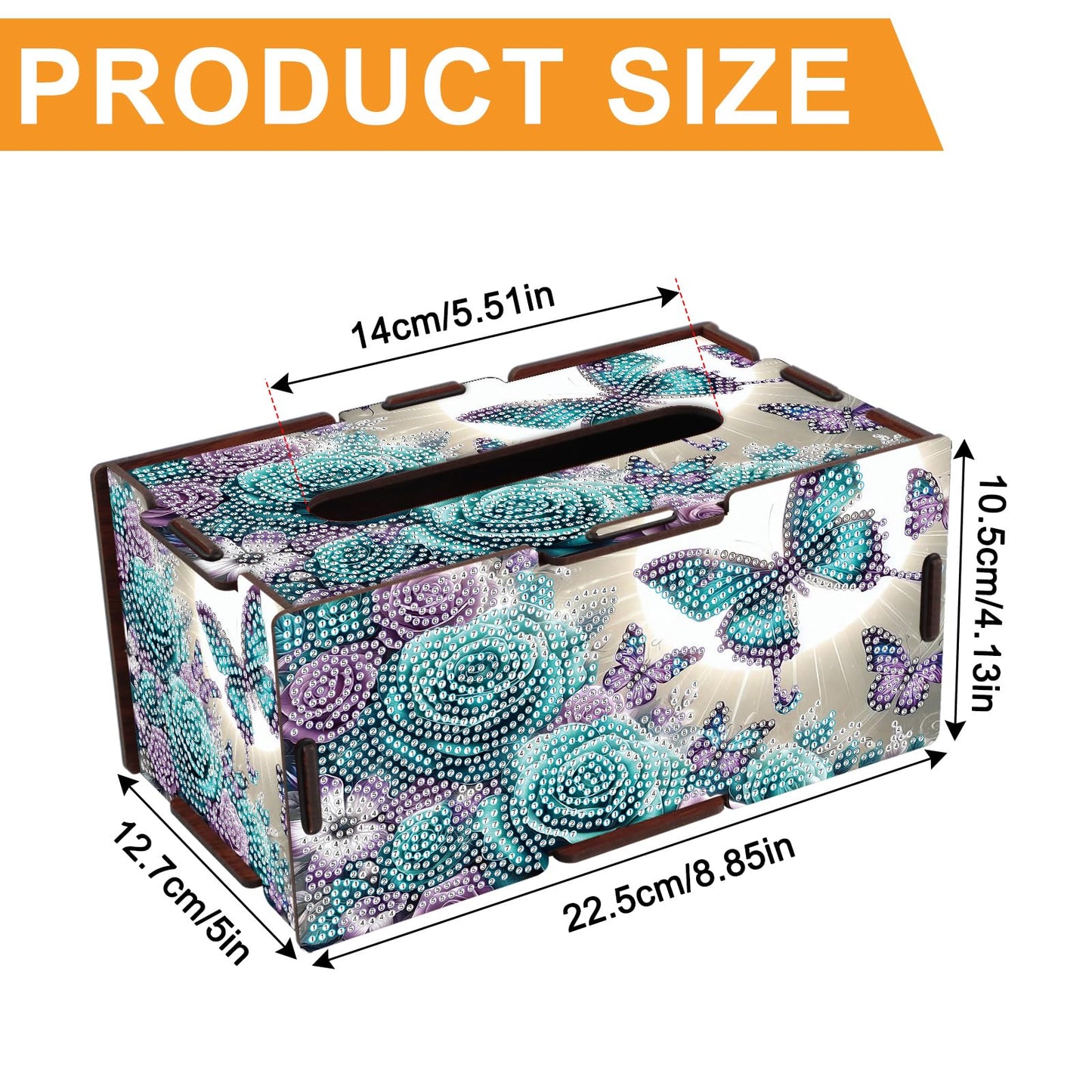 MVVMTOP Diamond Painting Tissue Box, DIY Butterfly and Flower Special Shape Diamond Art Partial Mosaic Handmade Making Tissue Storage Box Kit, Modern Home Dining Living Room Table Top Art Decoration