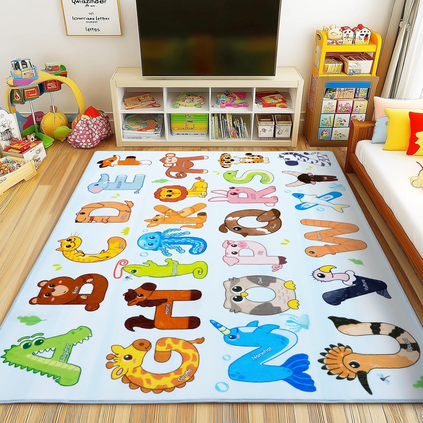 Bolacrom Kids Rugs for Playroom Educational Rug for Learn The ABC Alphabet, Soft Machine Washable Non-Slip Cute Carpet