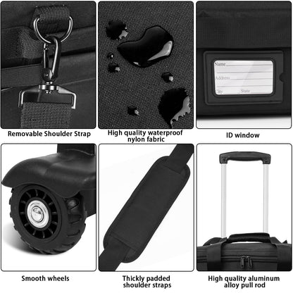 Timoxi Rolling Teacher Bag Built-in Hard Support Board, Rolling Briefcase with Detachable Trolley, Rolling bag with Laptop compartment, Adjustable Shoulder Strap, and Ample Storage Space