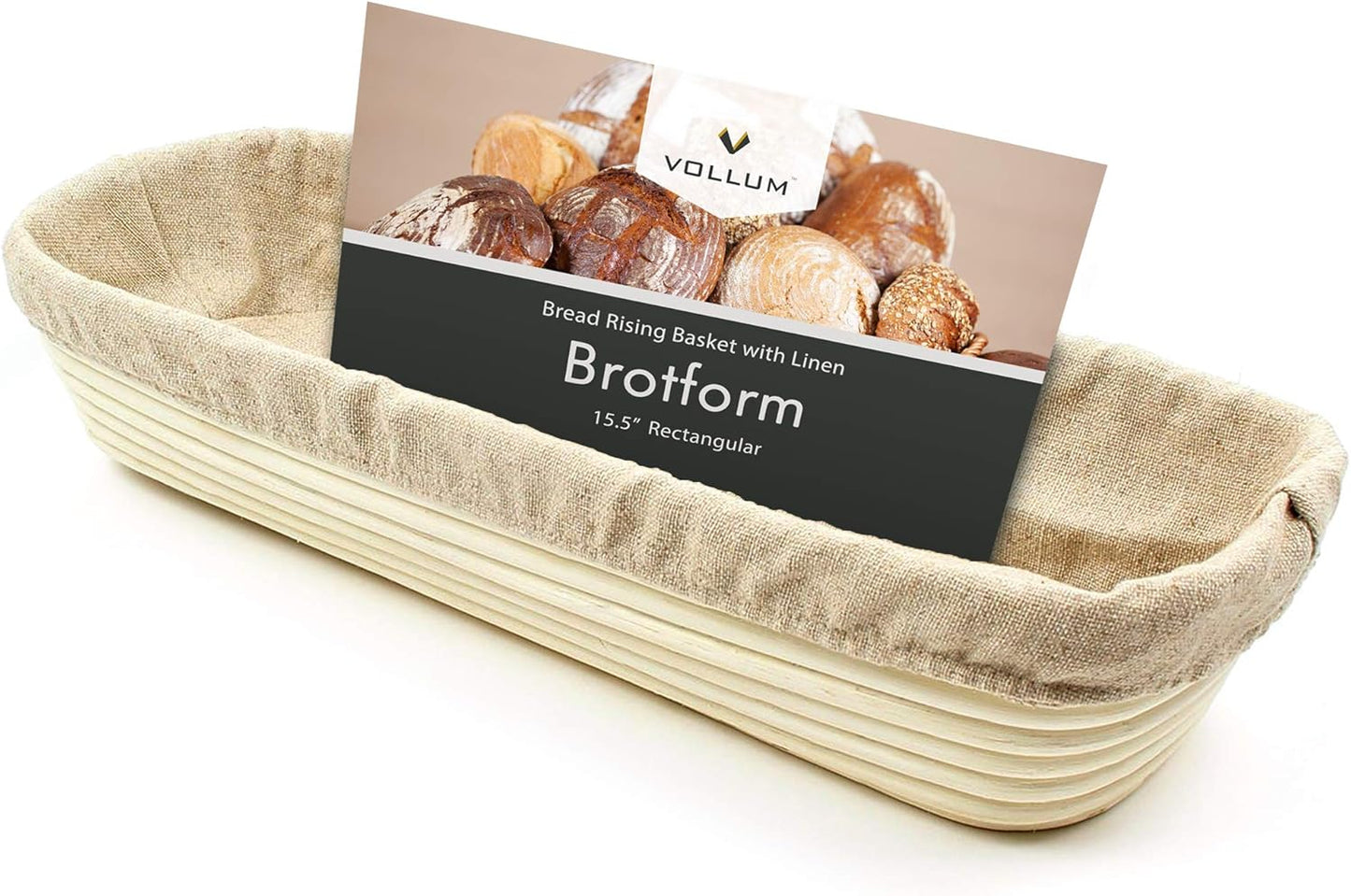 15.5 5.5 3.5 Banneton Bread Proofing Basket Handwoven Rattan Banneton for Artisan Sourdough, Includes Linen Liner