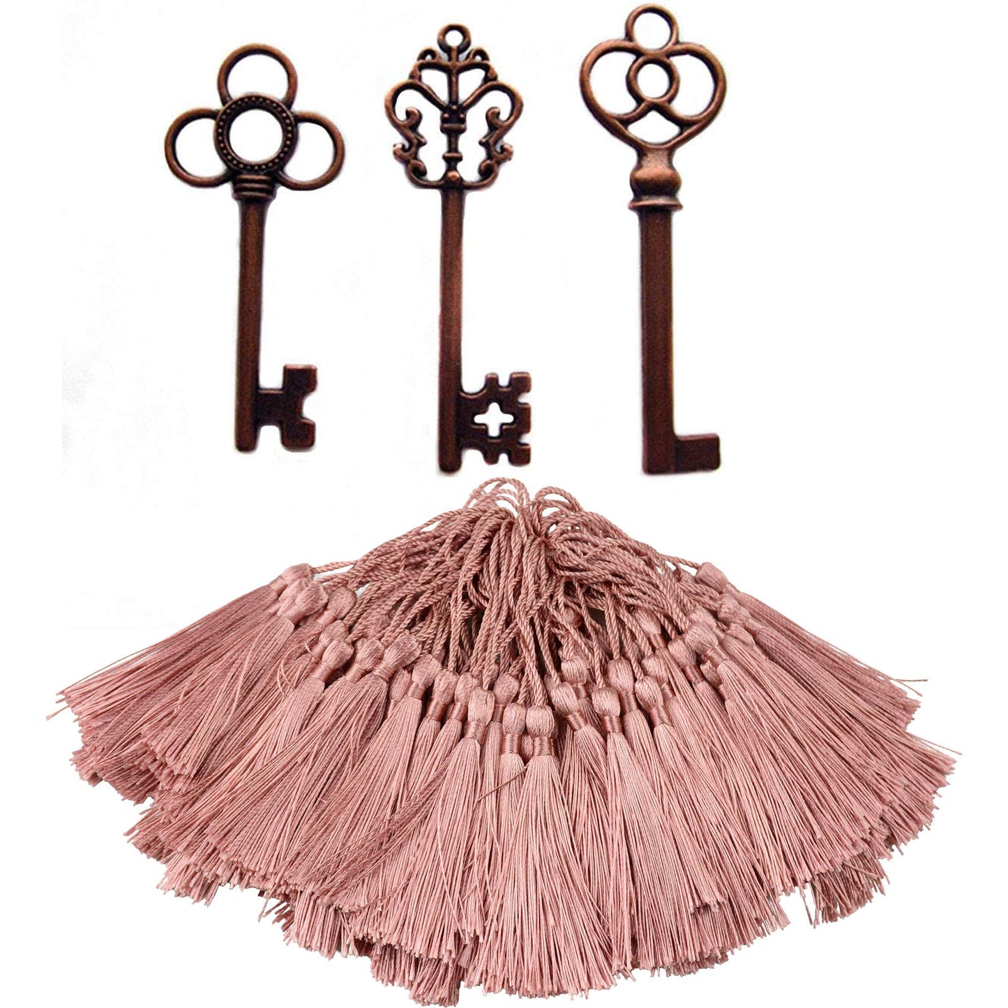Aokbean Copper Skeleton Keys with 5 Inch Tassel