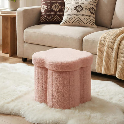 12.6" Flower Shaped Foldable Storage Ottoman,Small Foot Rest with Hidden Storage for Dorm Room/Living