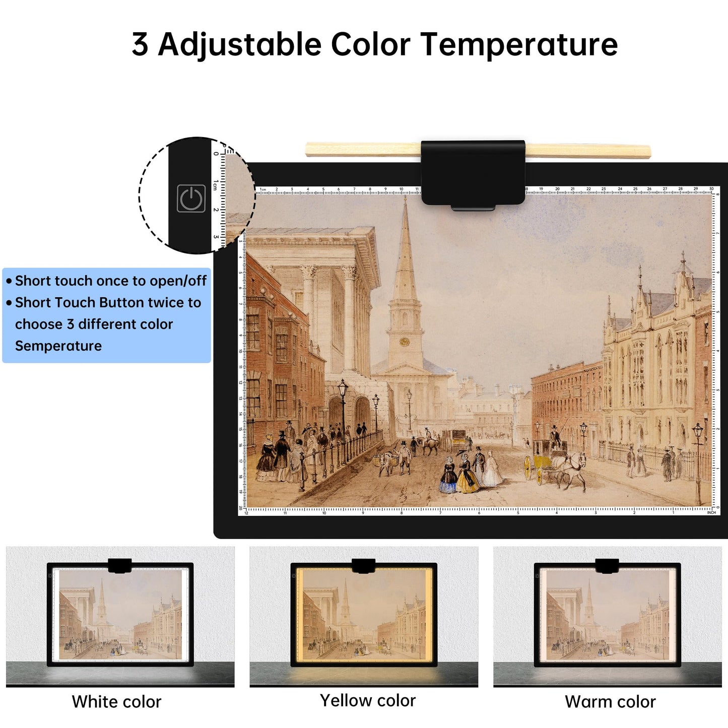 Mlife A4 Light Pad Rechargeable Light Board for Diamond Painting with 3 Colors Temperature,Built in Battery Light Box,Stepless Brightness,Rechargeable Ultimate Light Tracing Board for Sketching