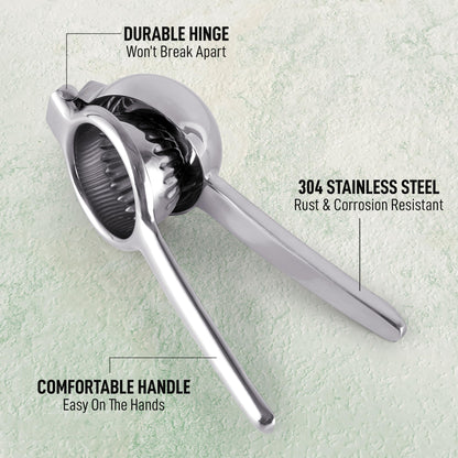 Lemon Squeezer Stainless Steel with Premium Quality Heavy Duty Solid Metal Squeezer Bowl - Large Manual Citrus Press Juicer and Lime Squeezer Stainless Steel - by Zulay Kitchen