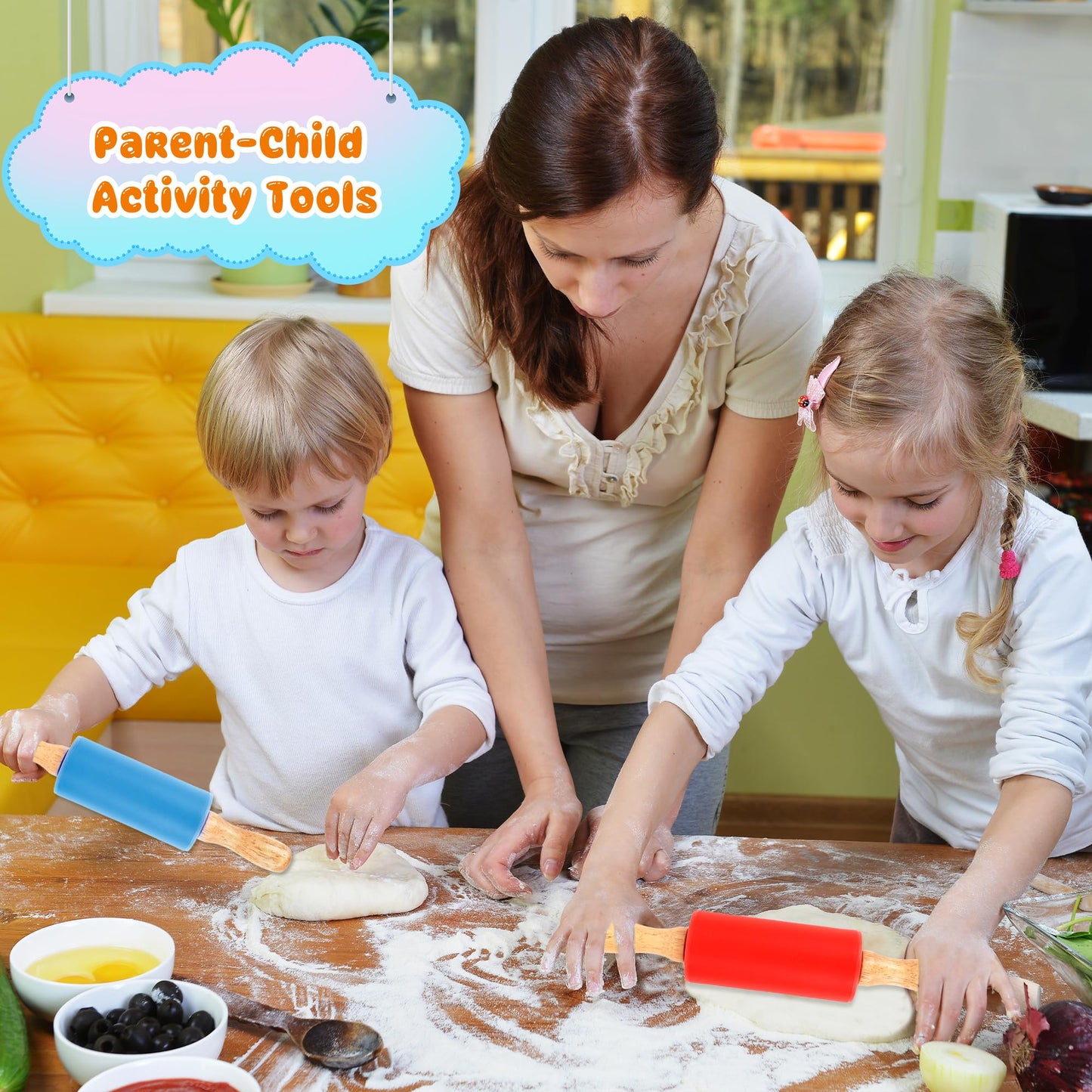 11 Pcs 9 Inch Mini Rolling Pins Small Silicone Rolling Pin Colorful Rolling Pins for Kids Kitchen Baking Pastry Cake Cookie Chef Role-playing Game, 11 Colors