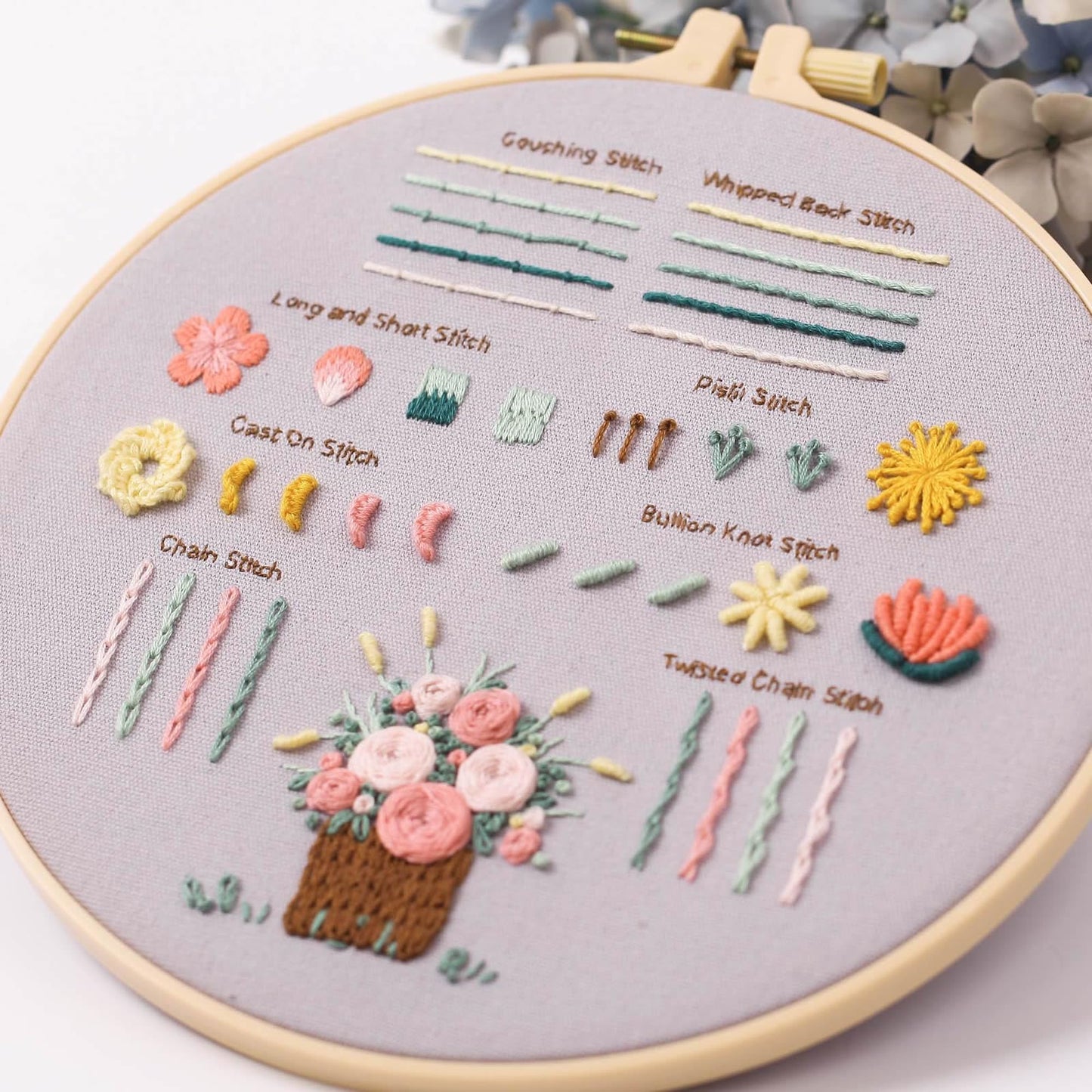Jyphorixal Embroidery Kit for Beginners Adults Cross Stitch Starter Kit Needle Point Supplies 33 Basic Stitches in 3 Set, DIY Craft Lover Starter Hand Stitch (Flower)
