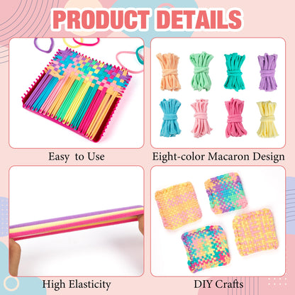 Funria 800 PCS Weaving Loom Refill Loops Adults Elastic 8 Colors Durable Pot Holder Loom Kit for DIY Craft Projects Potholder Making Rainbow Color