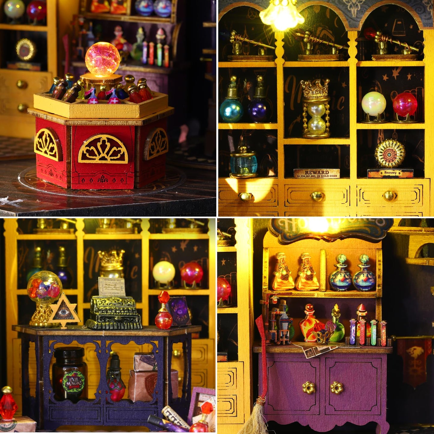Plustopoy DIY Miniature House Kit: 3D Wooden Puzzle Miniature Kit with LED Light, Magic Station Tiny Model Mini House Building Kit for Adults Teens, Creative Gift Book Nook DIY Adults Craft Kits