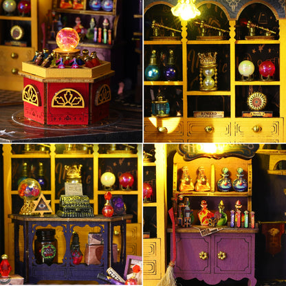 Plustopoy DIY Miniature House Kit: 3D Wooden Puzzle Miniature Kit with LED Light, Magic Station Tiny Model Mini House Building Kit for Adults Teens, Creative Gift Book Nook DIY Adults Craft Kits