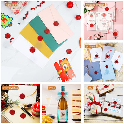 Yagugu Wax Seal Stamp Kit - 357Pc Set with Wax Beads, Seal Stamp, Warmer, Spoon, Candles - Vintage Envelopes Letters Mailing Crafts Gift (Wine Red)