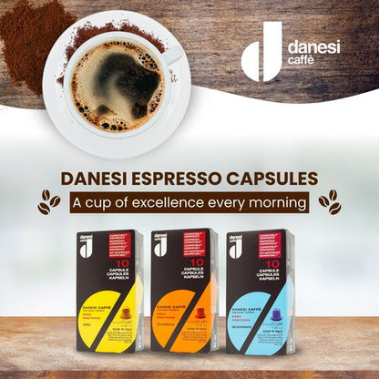 Danesi Caffe Italian Coffee Capsules - Medium Roast Espresso Coffee Pods for Home & Office Use - Premium Italian Oro Blend, 100-Count Pack