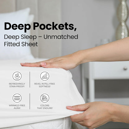 '-1 Utopia Bedding King Fitted Sheet - Bottom Sheet - Deep Pocket - Comfy Microfiber - Easy Care Fitted Sheet Only
