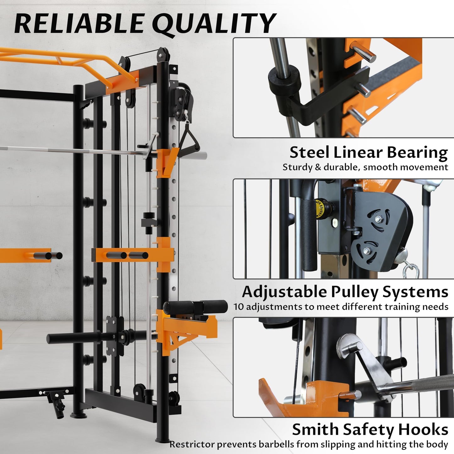 Fitvids All-in-One Power Cage with Pulley Cable Crossover System, Squat Rack, Leg Extension & Curl – Multi-Functional Home Gym Strength Training Equipment