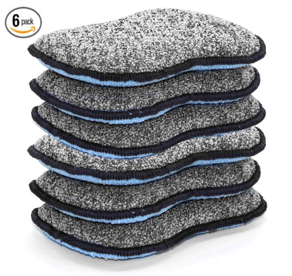 Multi-Purpose Scrub Sponges for Kitchen by Scrub- it - Non-Scratch Microfiber Sponge Along with Heavy Duty Scouring Power - Effortless Cleaning of Dishes, Pots and Pans All at Once(6 Pack, Large)