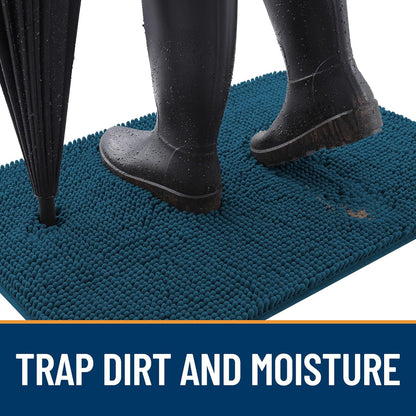 OLANLY Dog Door Mat - Absorbent Non-Slip Washable Doormat for Muddy Paws | 50x30, Atlantic Blue