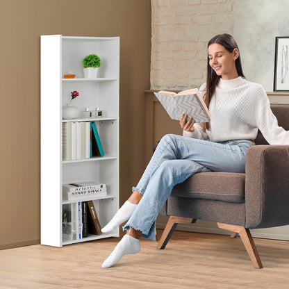5-Tier ZENY Shelf Bookcase, Freestanding Wood Storage Display Open Bookshelf for Home Office, White