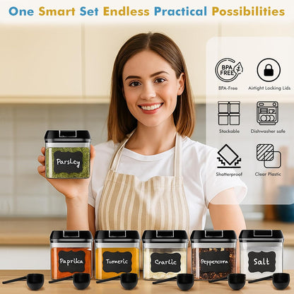 6 6 0.5L 2.1 Shazo PC Airtight Food Storage Containers + Spoons Included - BPA Free Plastic Snack & Spice Containers