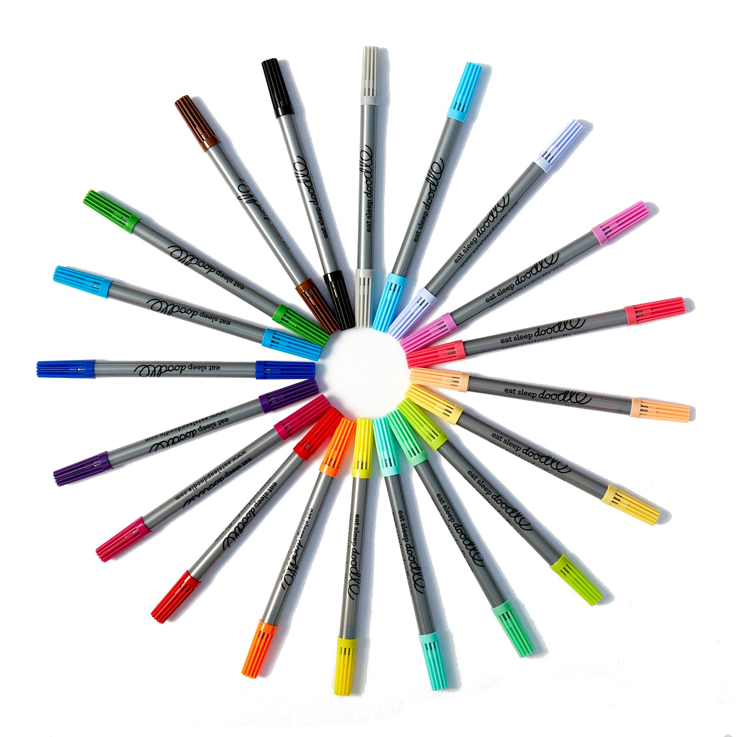 eatsleepdoodle Artist Set of 20 Original Doodle Wash-Out Fabric Marker Set - Double-Ended Felt Tips in Handy Storage Box
