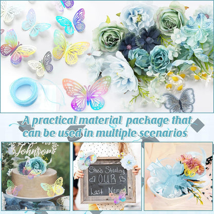 HCKLM Graduation Cap Decorations Kit - Assorted Flowers 3D Butterfly Stickers Glitter Rhinestones Alphabet Letter Number Stickers for DIY Grad Cap Topper 2026 Graduation Party Supplies (Blue)