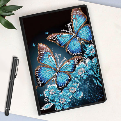 JISHSHAY Diamond Painting Notebook Journal Diamond Art Note Book Gem Art Sketchbook Gem Painting Diary Mosaic Kits for Adults Blank Notebook with Special Shaped 14.5×21cm/5.7×8.26in Butterfly Flower