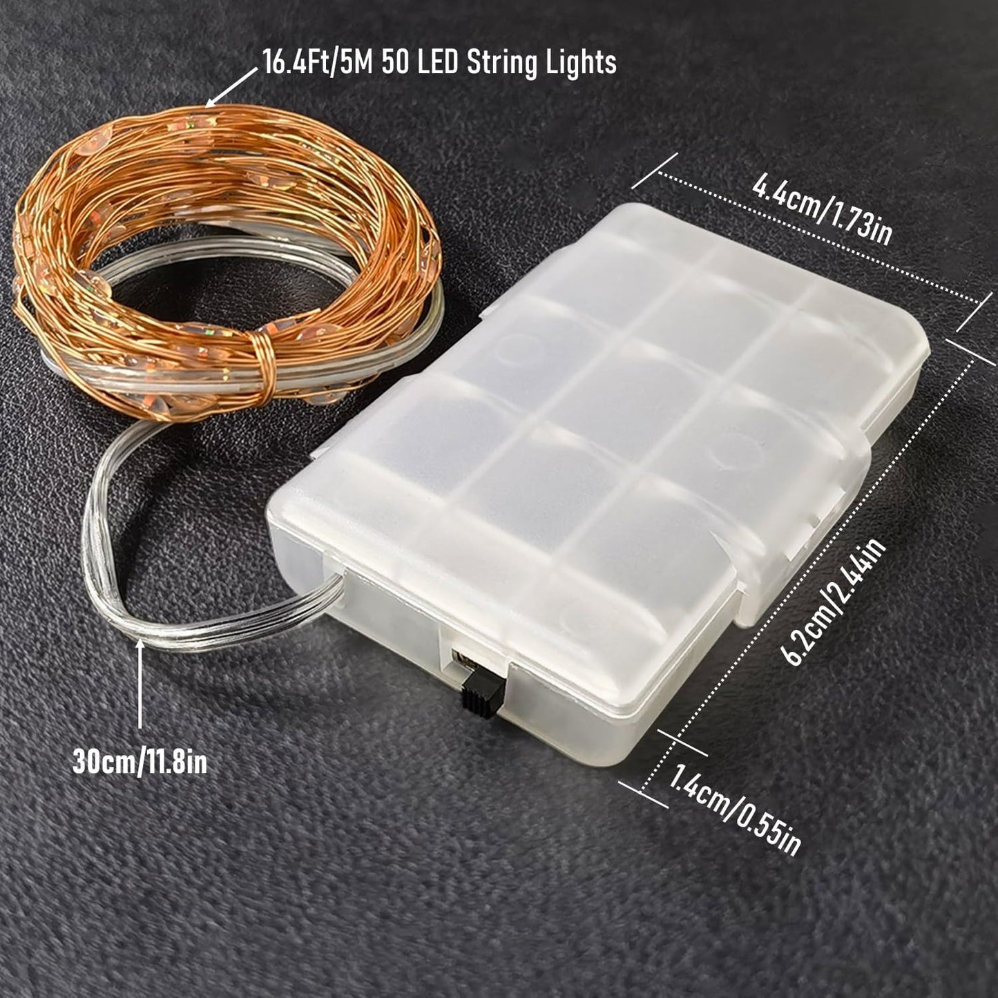 16 50 1 Pack RUICHEN Ft Copper Wire LED Mini Fairy Lights Battery Operated for Bedroom, Christmas, Parties, Wedding